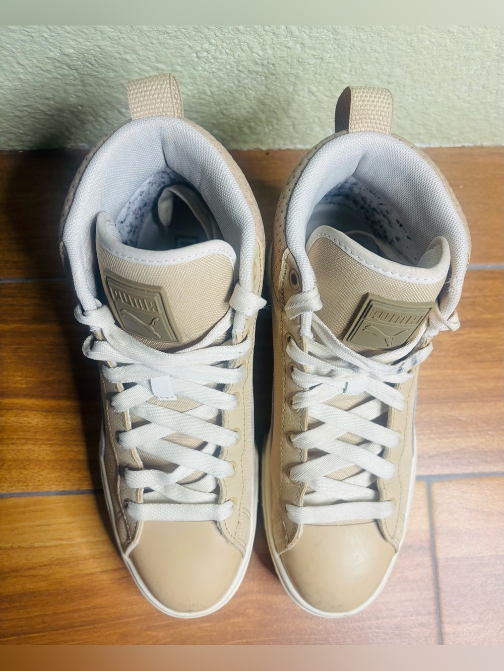 Puma Mayze Mid Safari Platform Lace Up Sneakers in Beige Size: 8.5 - Picture 7 of 7